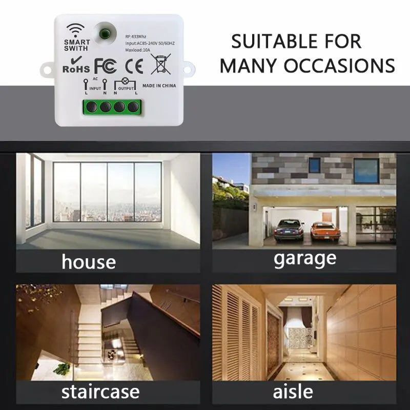 Wireless Smart Switch Light 433MHz 1/2/3Gang 86 Wall Panel Switch with Remote Control Interruptor 10A 110V 220V For LED Lamp