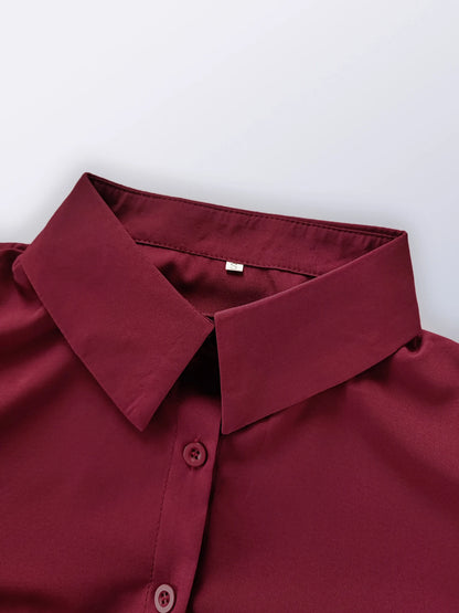 Casual Vacation Long Sleeved Turn-down Collar Single-Breasted Dress Spring Autumn Fashion Women's Clothing