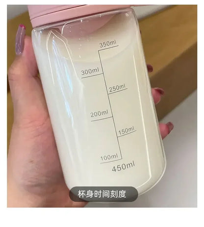 Portable Transparent Kawaii Water Bottle Sports Water Cup Plastic Handy Cup Outdoor Travel Office Essential Water Bottle ]Cup