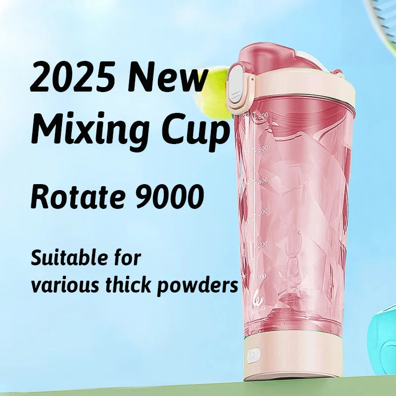 Portable Mixing Cup 600ml Protein Shaker Bottle Fully Automatic Blender Kettle USB Rechargeable Multipurpose for Gym Outdoor