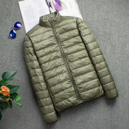 Mens Coat Autumn Winter Ultralight Thin Down Jacket 90% White Duck Down Hooded Jackets Warm Coat Parka Men Portable Outwear 2024