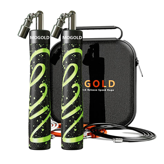 MOGOLD Ergonomic Jump Rope | Non-Slip Handle + Interchangeable Ropes | Pro-Training Essential