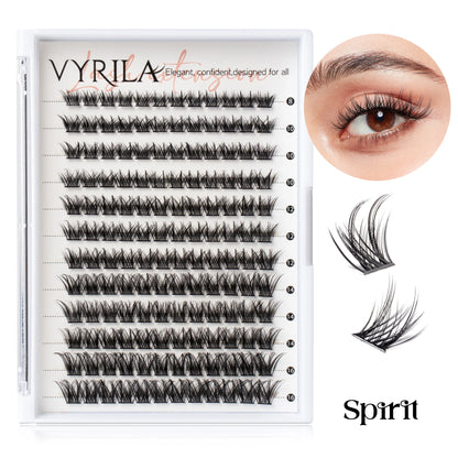 VYRILA Lash Extension Kit Wispy C Curl Lash Clusters Kit Hush 8-16mix Individual Lashes with Lash Bond and Seal Lash Tweezers
