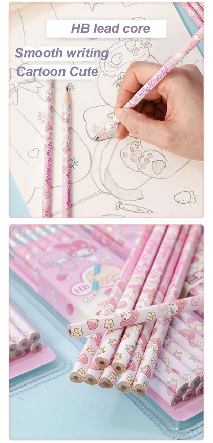 12pcs/set Sanrio Series Melody Triangle Writing Pencil Set Cute Student Pencil Creative Writing Pencil School Student Stationery