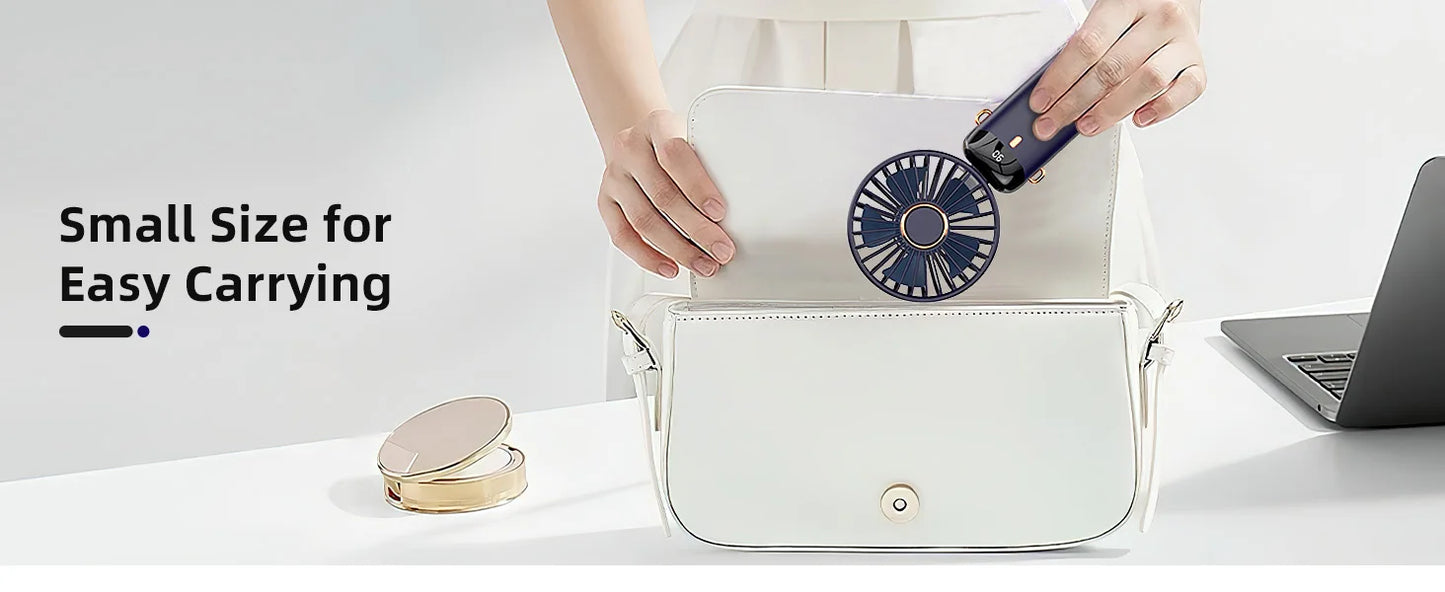 Portable handheld fan with high battery life and infinite speed regulation 90 ° adjustable, rechargeable mini cute small fan