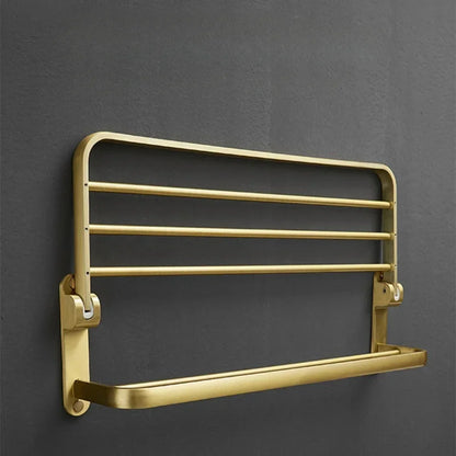 Bathroom Accessories Brushed Gold Space Aluminum Towel Rack Shelf European Hardware Pendant Set Storage Bar Paper Holders