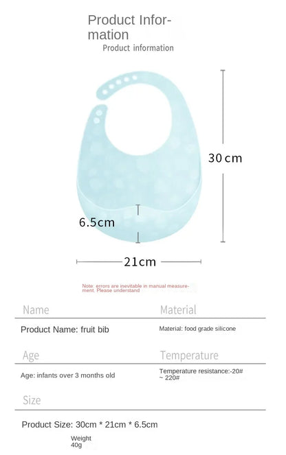 Baby Food-grade Silicone Bib Baby Food Rice Pocket Saliva Pocket Lightweight Waterproof Bib for Children
