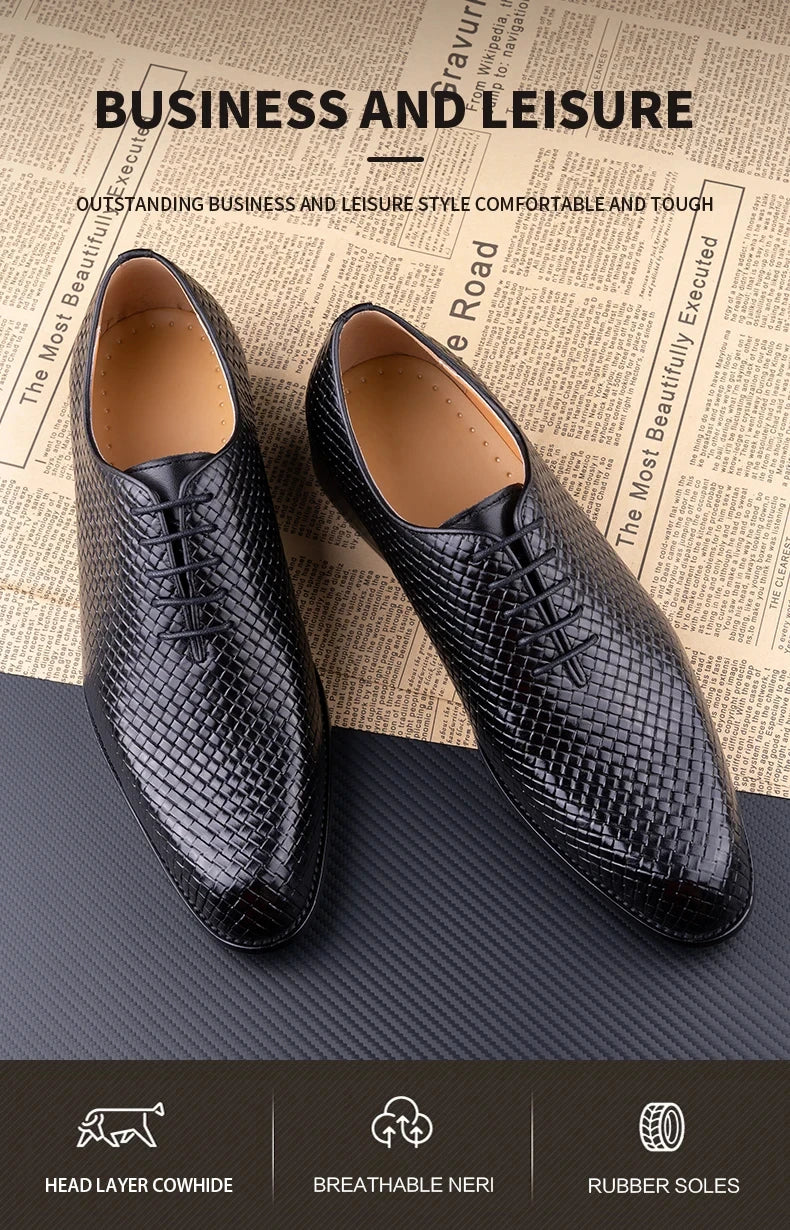 Men Dress Shoes  Formal Office Oxford Wedding Party Matches Suit Zapatos De Hombre High Grade Genuine Leather handmade Man shoes