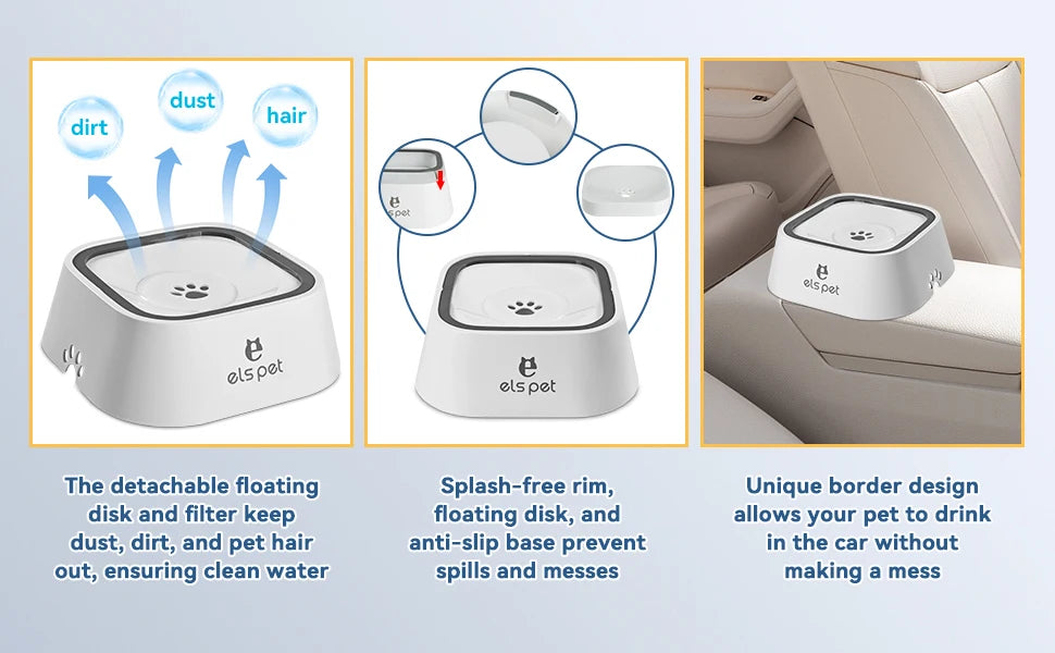 Dog Water Bowl Anti Splash No Slip Removable Design Vehicle Carried Travel Spill Proof Pet Bowls for Small Medium Dogs and Pets