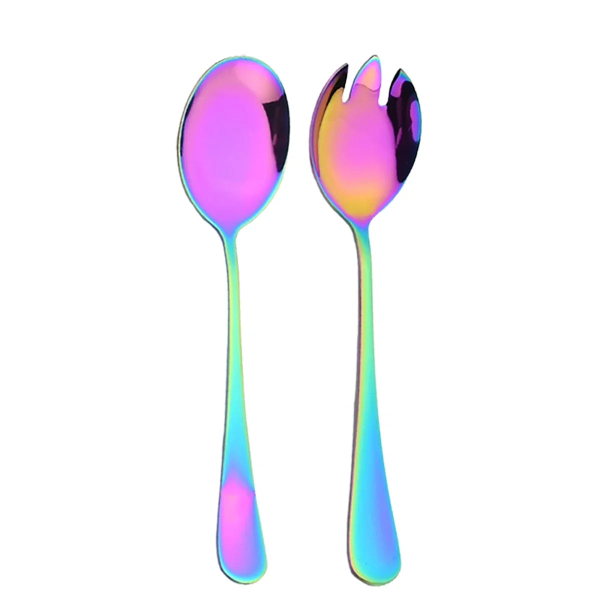 2Pcs Gold Salad Spoon Fork Stainless Steel Salad Server European Style Salad Cutlery Set Kitchen Tool Accessories