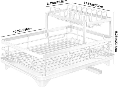Kitchen Organizer Extendable Dish Drying Racks for Kitchen Counter and Over Sink, Multifunctional Dish Rack with Cutlery