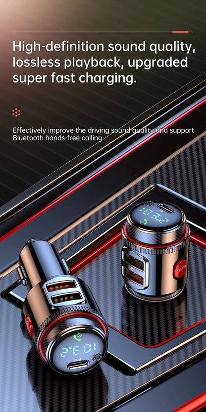 Xiaomi 2025 New PD30W+QC Bluetooth 5.4 Car MP3 Player FM Transmitter Wireless Handsfree U Disk Play USB Car Fast Charge Adapter