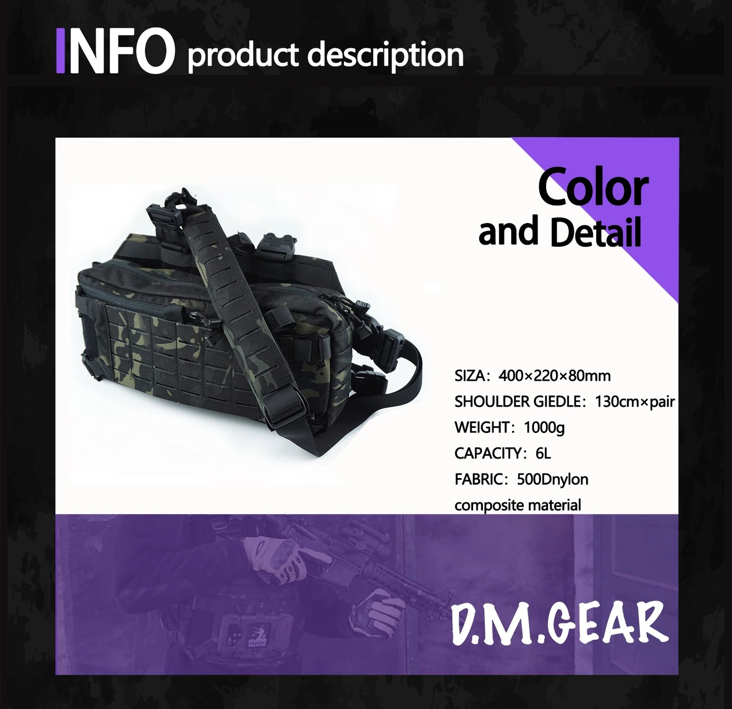 Tactical Backpack Hunting Gear 421X Chest Bag Sports Bags For Men Molle Hunting Camping Shoulder Sling Accessory Strap Outdoor