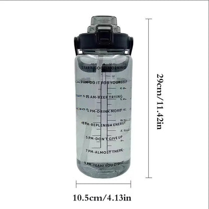 2 Liter Water Bottle with Straw Female Jug Girls Portable Travel bottles Fitness Bike Cup Summer Cold Water Jug with Time Marker
