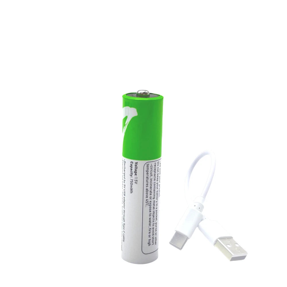 Aaa Rechargeable Battery High Capacity 1.5 V Suitable for Remote Control/Toys/Mouse, Fast C Fast Charging, 1.5 V, Remote Control, Mouse, Electric Toy Battery + C Cable, Recyclable 2000 Times + Extra Long Battery