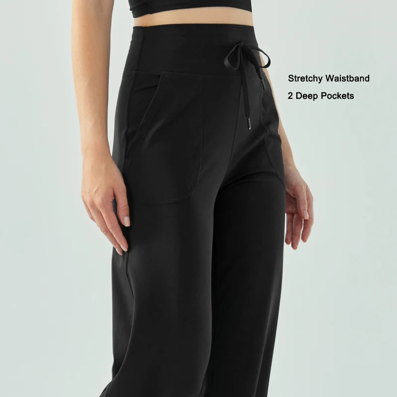 Yoga Pants Women Wide Leg Pants with Pockets High Waist Stretch Work Dress Pants Buttery Soft Casual Lounge Sweatpants Comfy