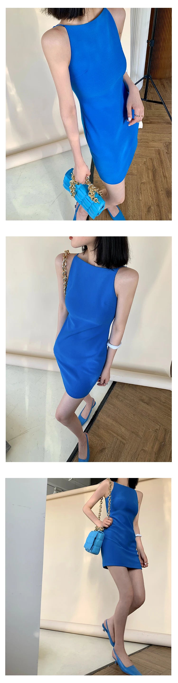 Jielur Summer Women New Spaghetti Strap Elegant Party Mini Dress Female Fashion Sexy Ladies Sleeveless Clothes