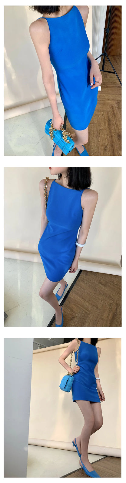 Jielur Summer Women New Spaghetti Strap Elegant Party Mini Dress Female Fashion Sexy Ladies Sleeveless Clothes