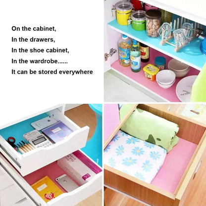 Reusable Shelf Liners Cabinet Mat Drawer Mat Moisture-Proof Waterproof Dust Anti-Slip Fridge Kitchen Table Pad Paper