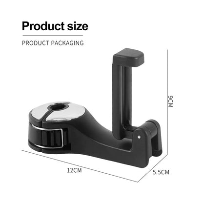 2 in 1 Car Back Seat Hook Portable Auto Seat Headrest Hanger Storage Hook Mobile Phone Bracket Handbag Cloth Clip