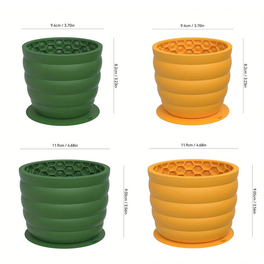 Slow Feeder Silicone Dog Bowl with Suction Cup Non-slip Anti distraction Design Healthy Pet Bowl for Small and Medium Breeds