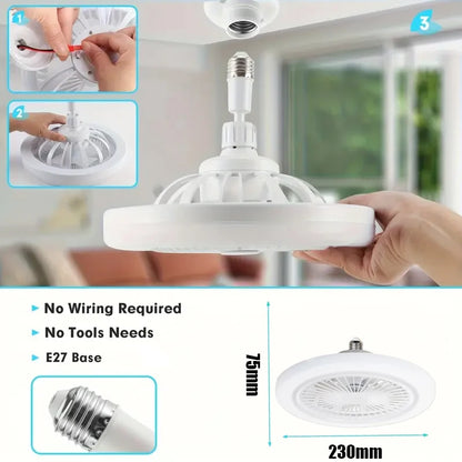 Smart 2-in-1 Ceiling Fan with Remote Control and 3-Speed E27  Lighting Base For Living Room Bedroom Fan and Lamp
