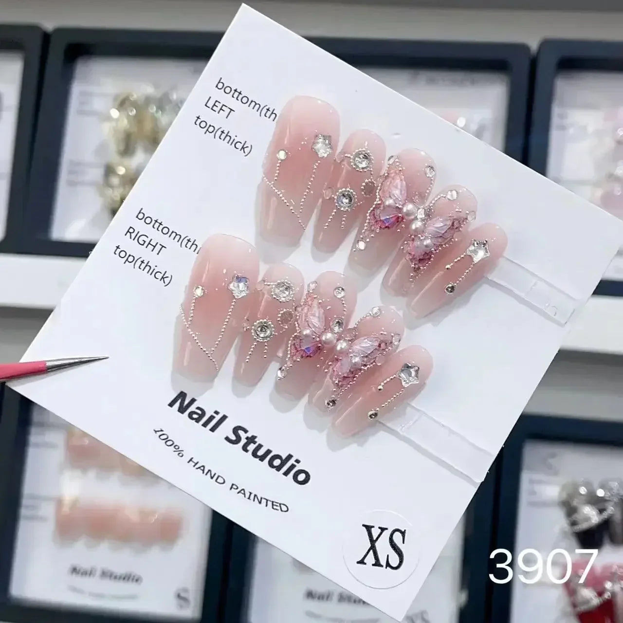 10Pcs Short Press On Nails y2k Star Rhinestone Design Handmade Press On nails Luxury With Design Full Cover Removable Fake Nails