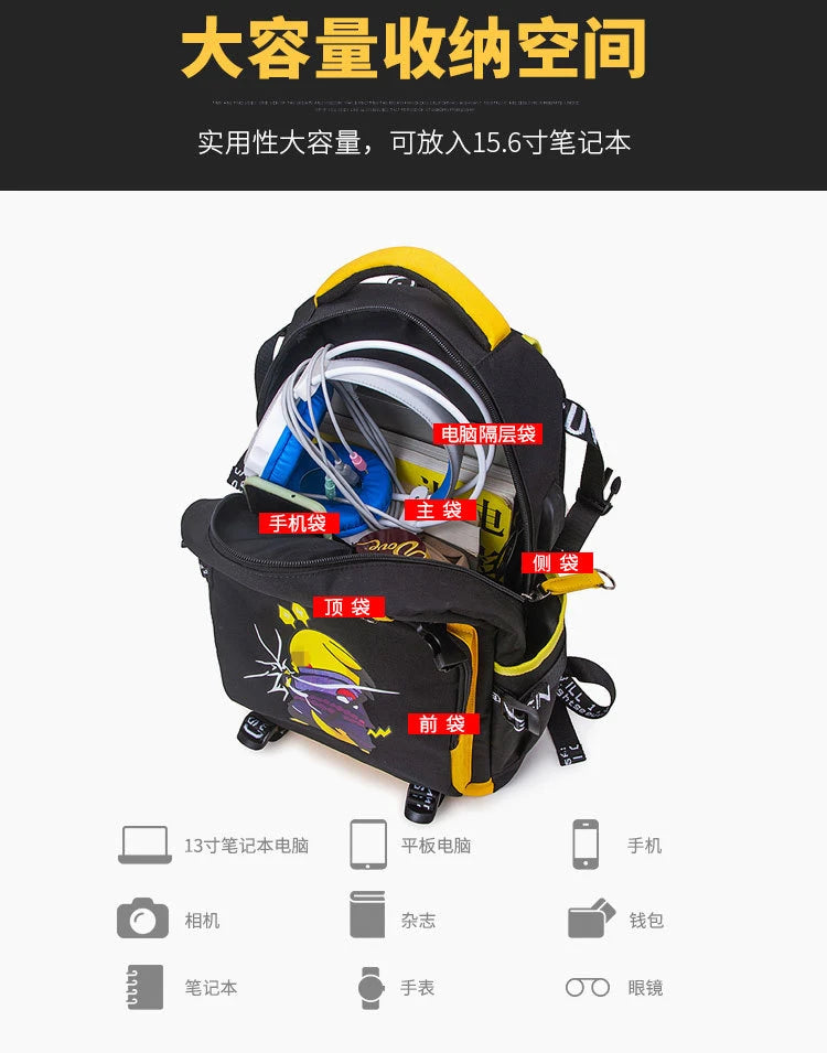 TAKARATOMY Backpack Trolley School Bag Pikachu School Bag Stationery Storage Backpack Multifunctional Travel Bag School Season