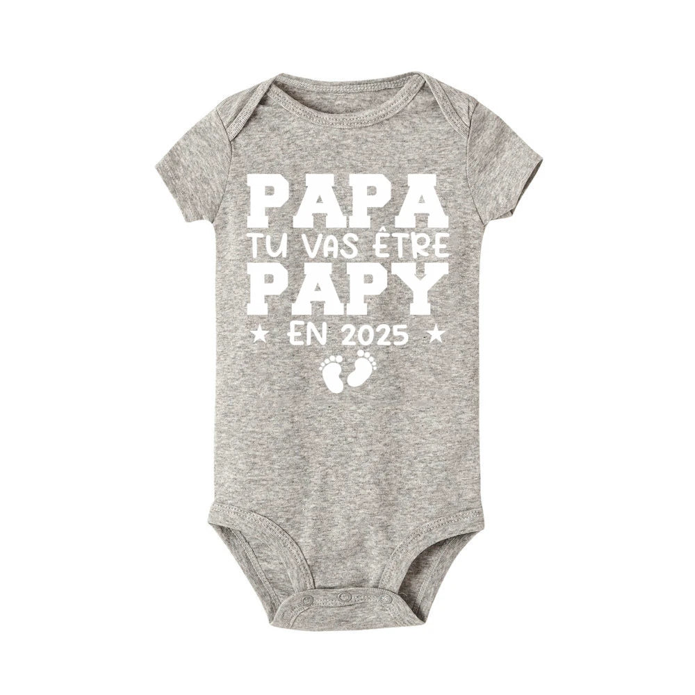 Dad You Will Become A Dad in 2025 Print Infant Rompers Casual Pregnancy Announcement Jumpsuit Short Sleeve Fashion Babys Clothes