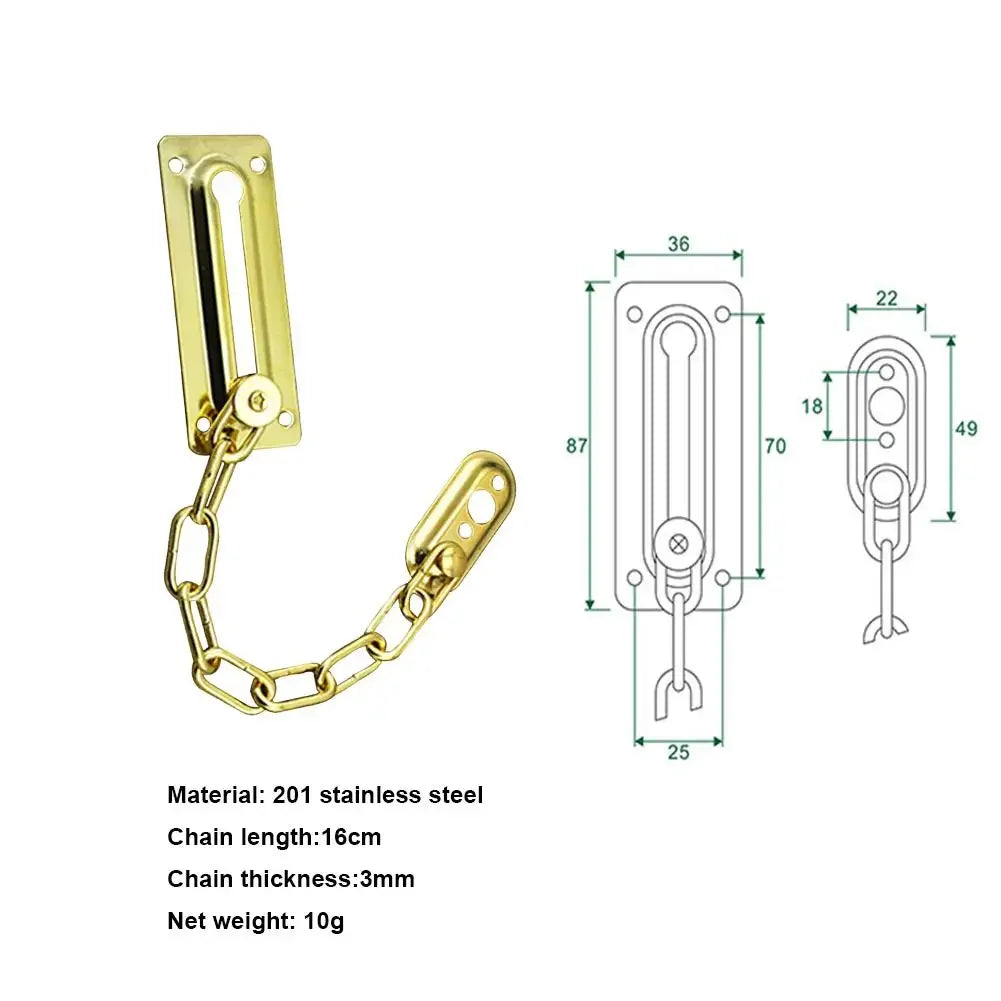 Door Chain with Lock Door Lock Bolt Chain Kids Safety Security Home Latch Buckle Guard Lock Anti-Theft Hotel Hardware Accessorie