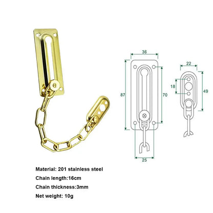 Door Chain with Lock Door Lock Bolt Chain Kids Safety Security Home Latch Buckle Guard Lock Anti-Theft Hotel Hardware Accessorie