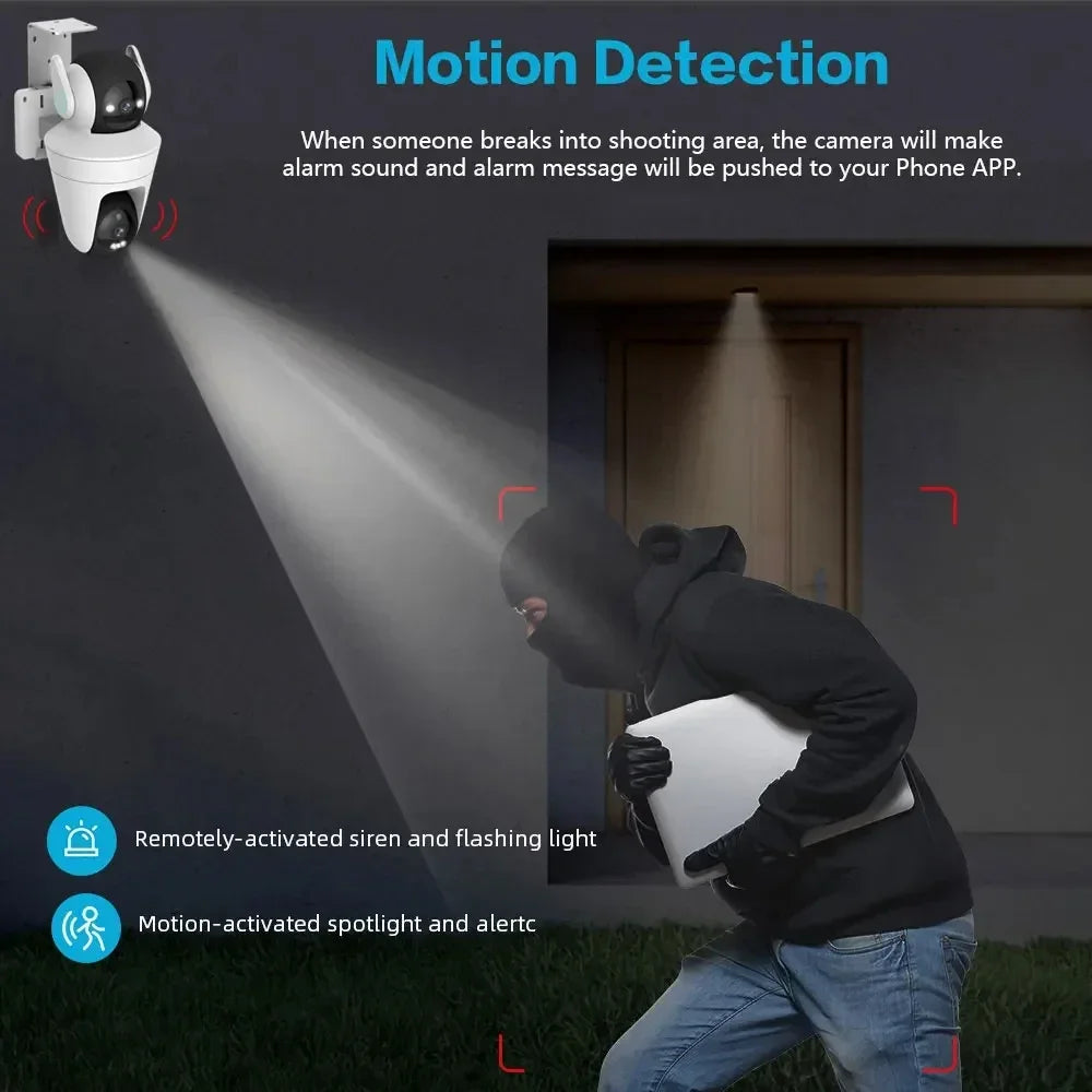 Smart WiFi Security Camera Outdoor Dual PTZ Control 10MP Dual Lens 360° Wireless Video Surveillance IP Camera Smart Home