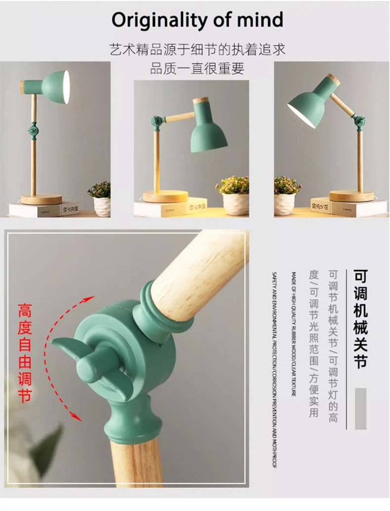 Nordic Decorative Eye Protection Small Table Lamp Modern Simple Cute Exquisite Bedroom Desk Bedside Lamp Girl Macaron Wood Lamp