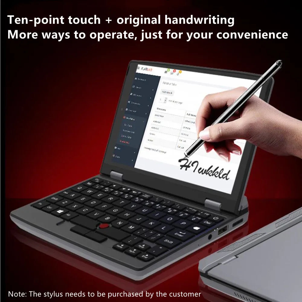 7 Inch Mini Laptop N100 Notebook IPS Touch Screen Portable Netbook Win 11 Pro Mini PC Micro Computer Bluetooth 4.2 16G 1TB