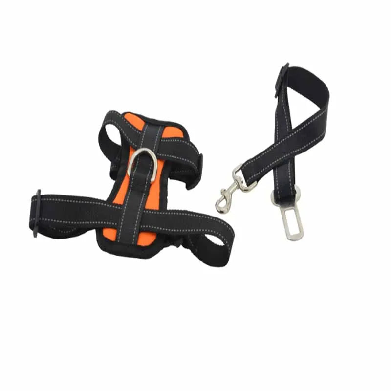 Dog Car Safety Chest Seat Belt Pet Harness Adjustable Vehicle Breathable Safe Dogs Belt Harness Walking Harness With Belt Leash