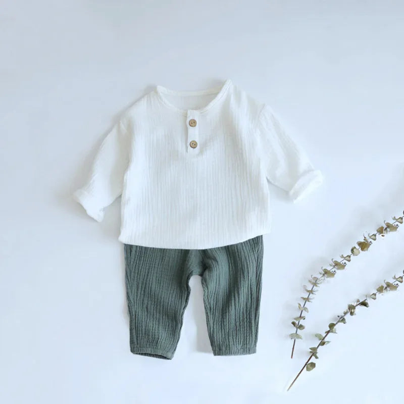 Infant Baby Boy Girl Clothes Set For Party Long Sleeve Baby Shirts +Loose Pant Toddler Kids Clothes Spring