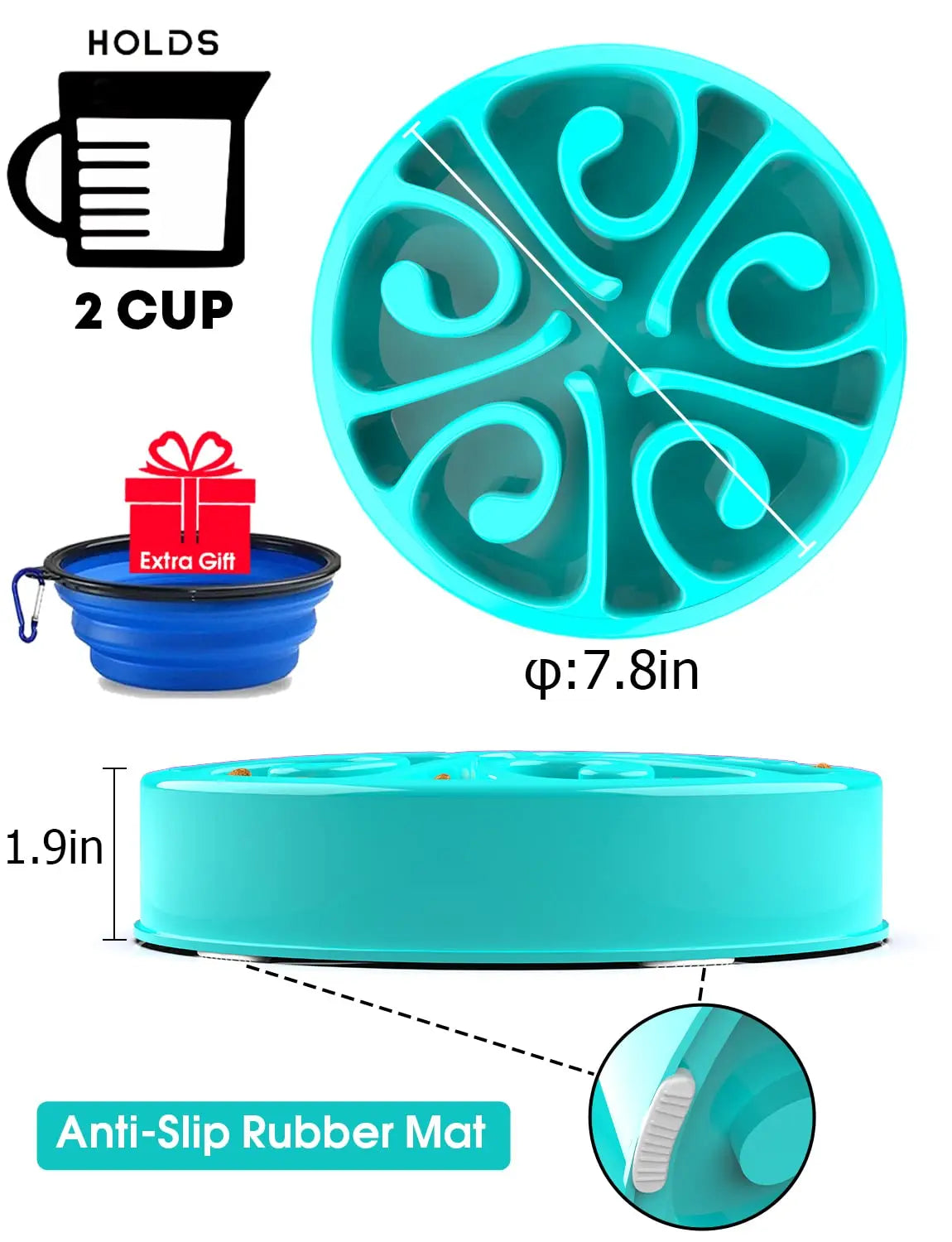 Pet Dog Slow Feeder Bowl Fun Non Slip Anti-Gulping Slower Food Feeding Dishes Eco Dog Bowl for Large Medium Small Dogs Puppy