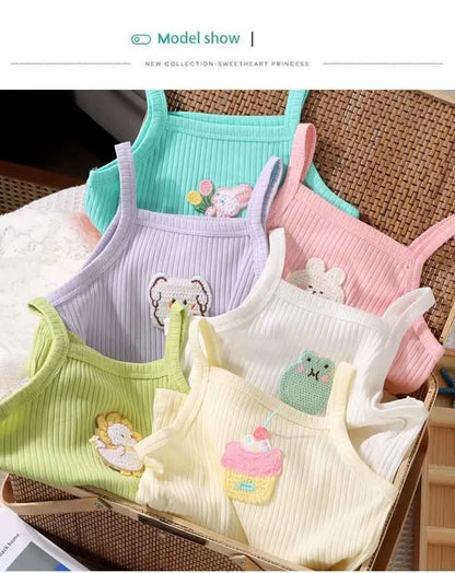 Baby Girls T-shirts for Kids Summer Sleeveless Knitted Tops Vest Outfits Girls Cute Halter Tops Tees Children Clothing 1-12 Year