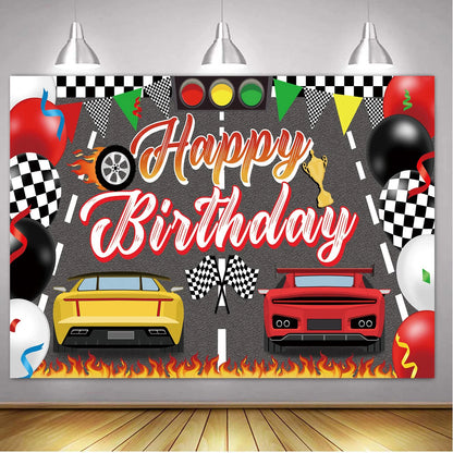 Car Themed Birthday Party Decorations Racing Party Photo Background Racing Theme Party Supplies for Birthday Party Photography