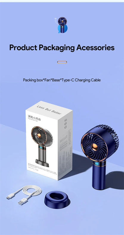 Hand Fan 2024 New Handheld Mini Fan USB 5000mAh Rechargeable Mini Portable Small Pocket Fan Data Display