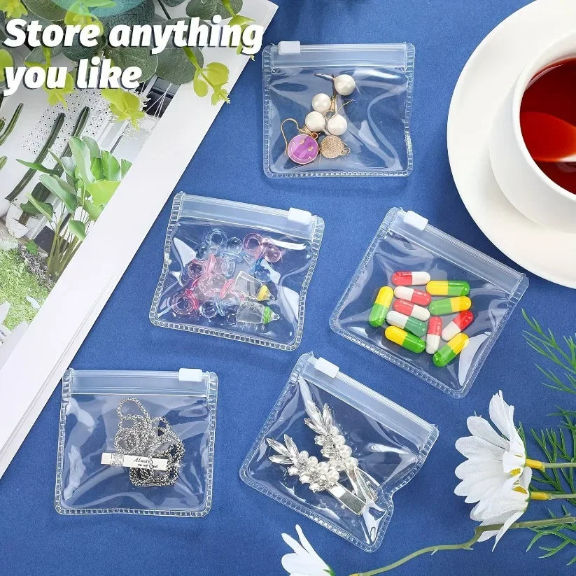 Reusable Self-Sealing White 5/10/20pcs Medicine Bags Zipper Lure Bag Hand Washable with Jewelry Storage and Travel Accessories