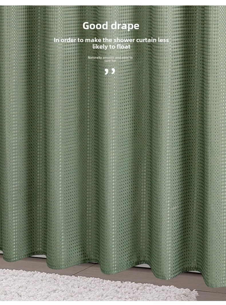 Plain Waffle Waterproof and Mildew-proof Polyester Shower Curtain, Bathroom Curtain, Bathroom Partition Curtain, Shower Curtain