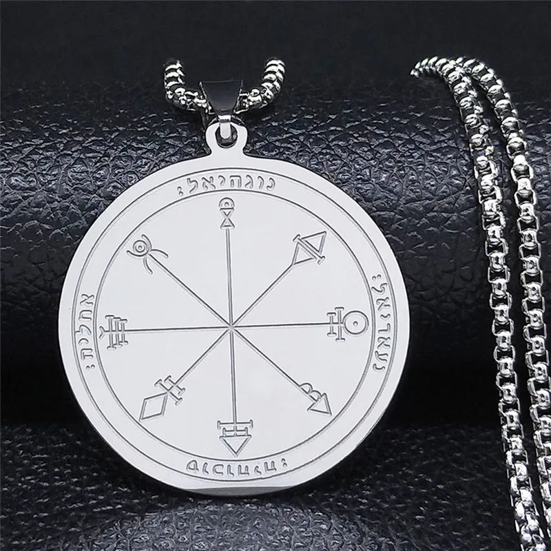 Talisman Protection Luck King Solomon Seal Necklace Stainless Steel Wealth Fortune Wheel Women Men Chain Jewelry salomon N3674