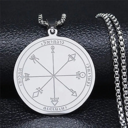 Talisman Protection Luck King Solomon Seal Necklace Stainless Steel Wealth Fortune Wheel Women Men Chain Jewelry salomon N3674