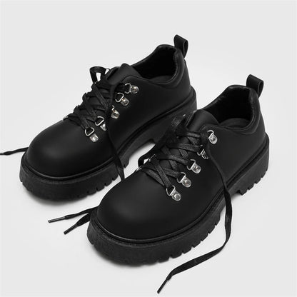 Business Office Dress Black Trendy Footwear Mans England Style Men's Casual Platform Shoes Lace-up Original Leather Oxfords Shoe