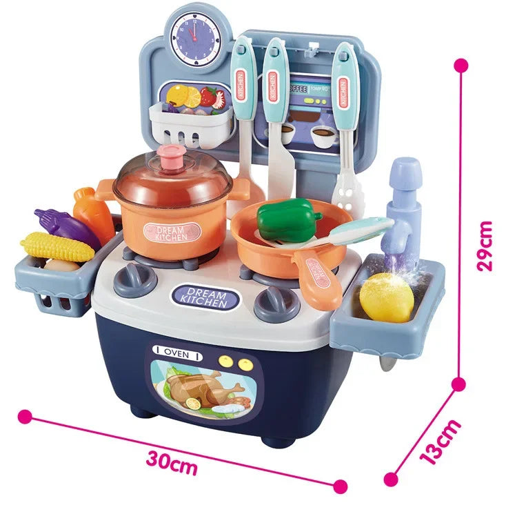 Kitchen Toys Imitated Chef Light Music Pretend Cooking Food Play Dinnerware Set Safe Cute Children Girl Toy Gift Fun Game Gifts