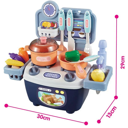 Kitchen Toys Imitated Chef Light Music Pretend Cooking Food Play Dinnerware Set Safe Cute Children Girl Toy Gift Fun Game Gifts