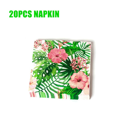 Hawaii Party Decorations Disposable Tableware Hawaii Summer Tropical Party Supplies Flamingo Aloha Birthday Party Decoration