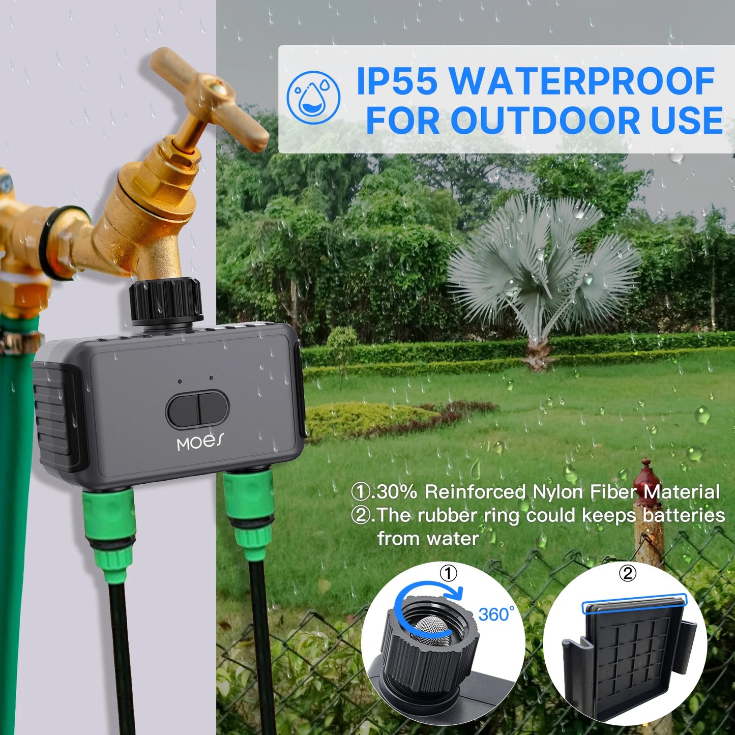 Smart Bluetooth Sprinkler Timer - Auto-Programmable Water Controller with 2-Way Rain Delay, Filter Washer & App Control