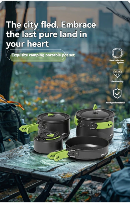 ALOCS Camping Cookware Set Outdoor Stove Kettle Frying Pan Picnic Equipment Complete Set of Portable Kitchen Gear for Hiking